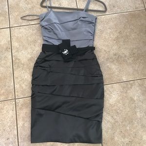 WHBM Black and Gray Satin Dress Size 2